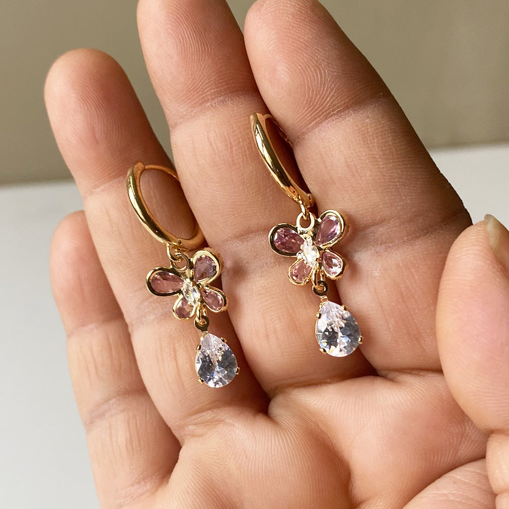 Crystal Flutter Earrings - Gold (Anti-Tarnish)