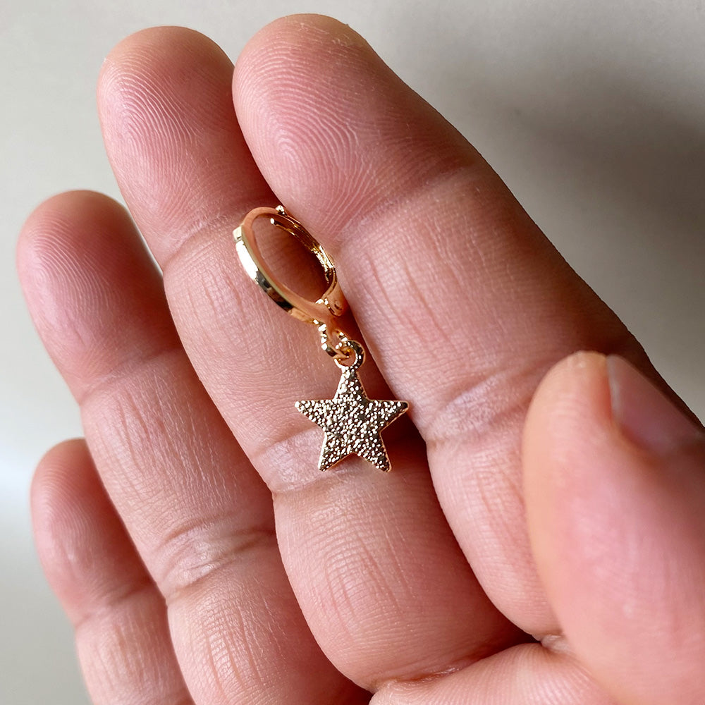 Star Drop Huggie Earrings