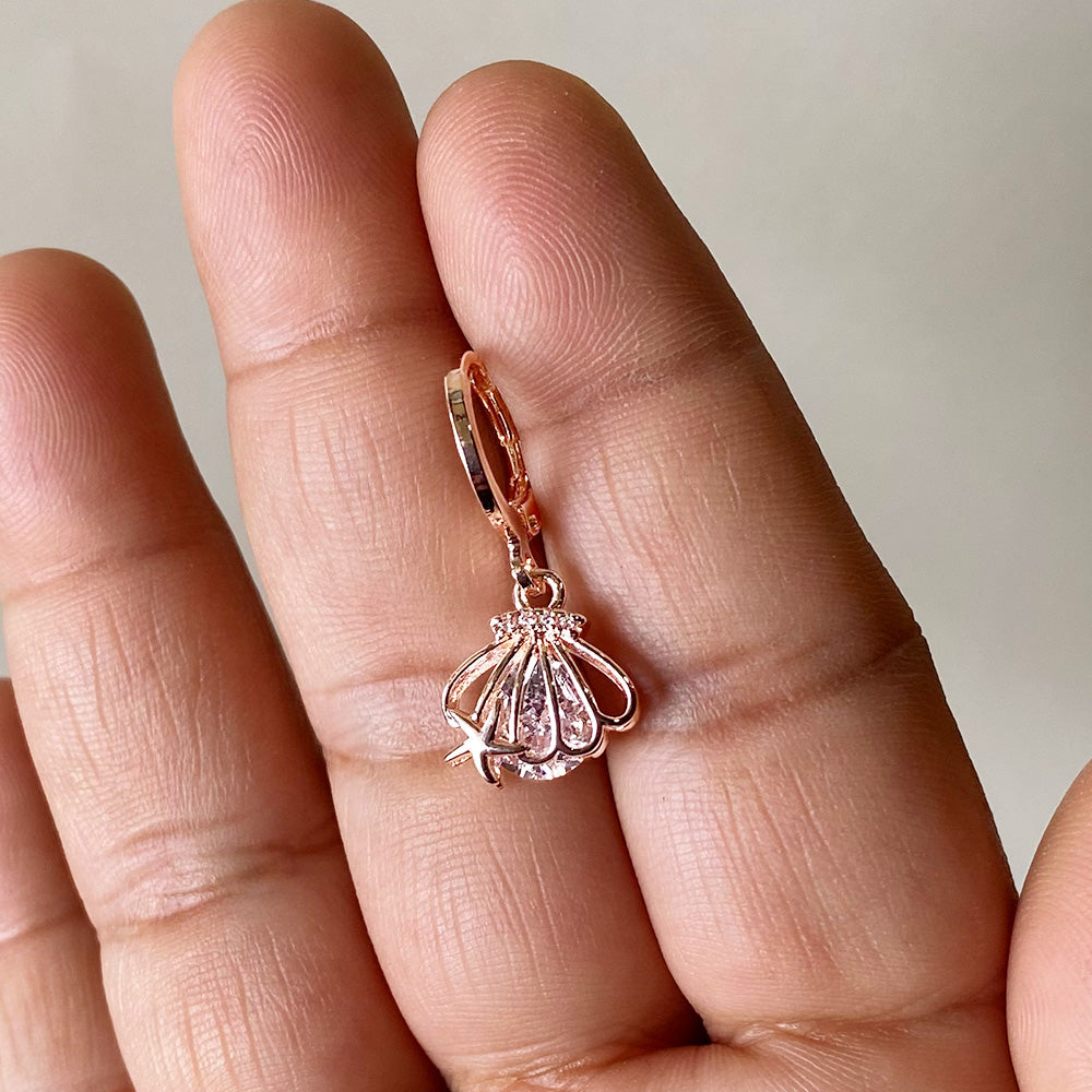 Mini Shell Drop Earrings - Rosegold