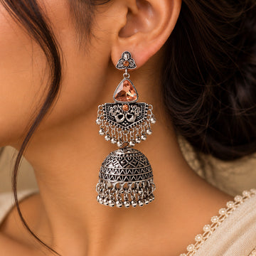 Meher Oxidised Jhumka Earrings