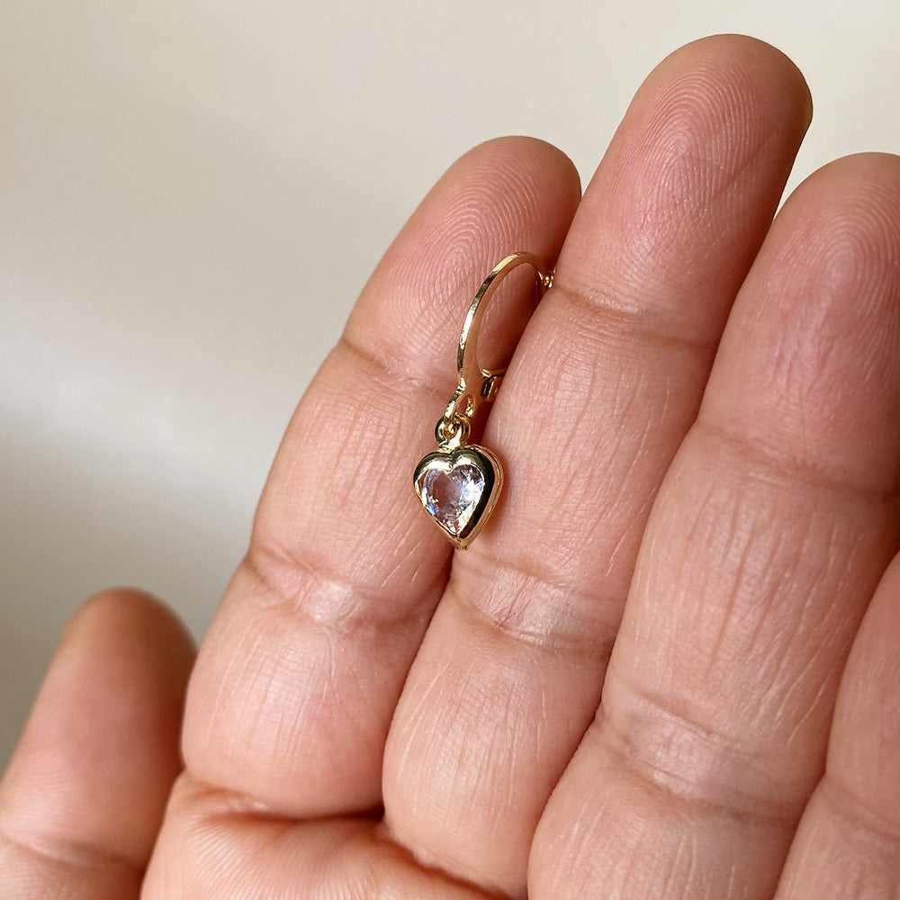 Mini Crystal Heart Earrings