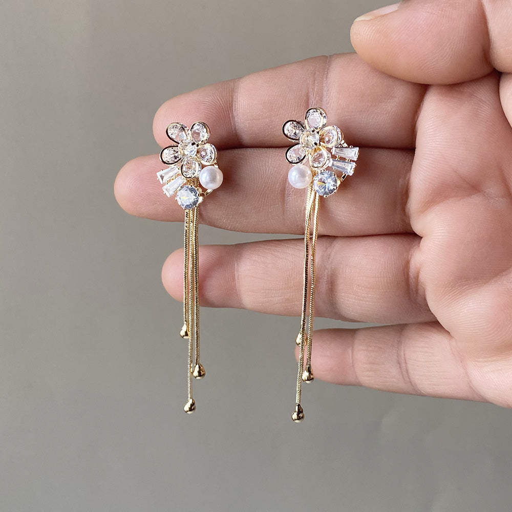 Crystal Bouquet Cascade Earrings - Gold (Anti-Tarnish)