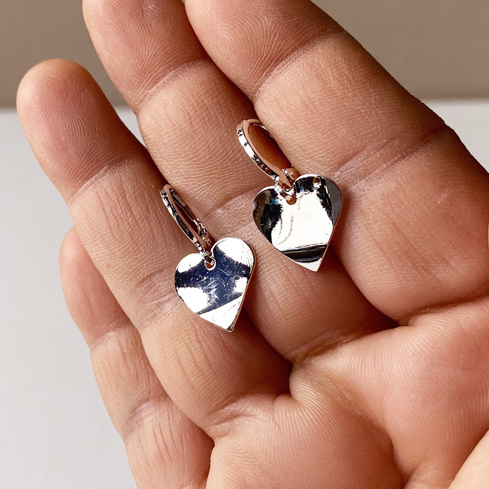 Heart Reflection Earrings - Silver (Anti-Tarnish)