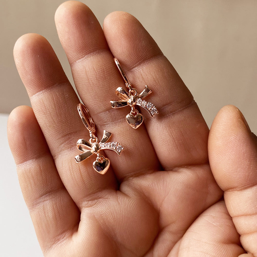 Sweetheart Bow Earrings - RoseGold (Anti-Tarnish)