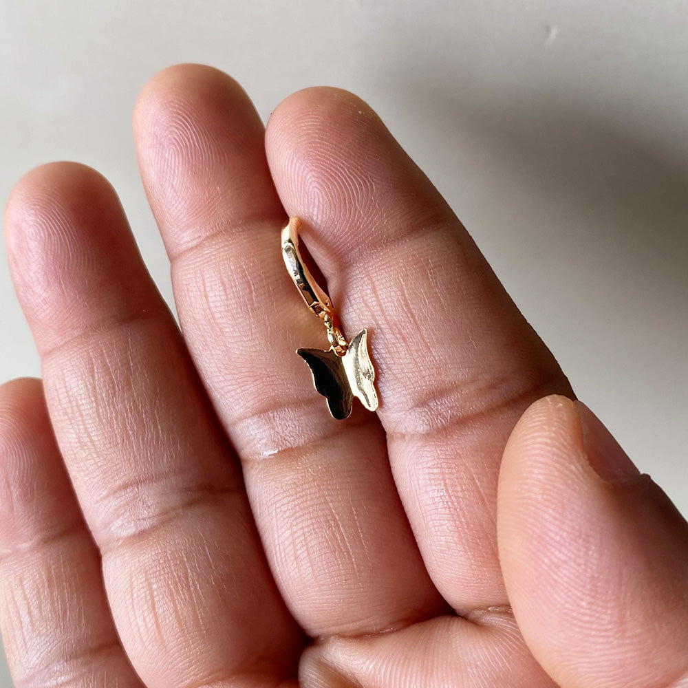 Butterfly Drop Hoop Earrings