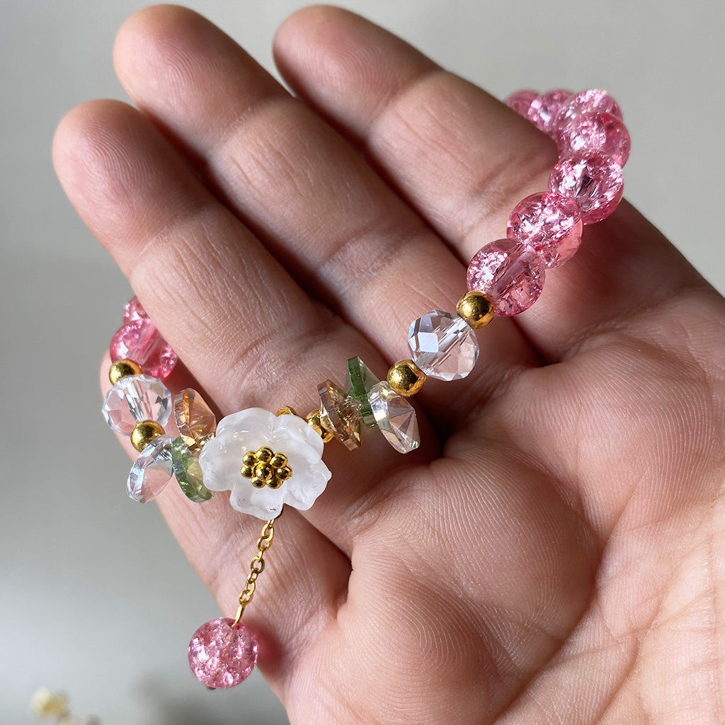 Pink Blossom Beaded Bracelet