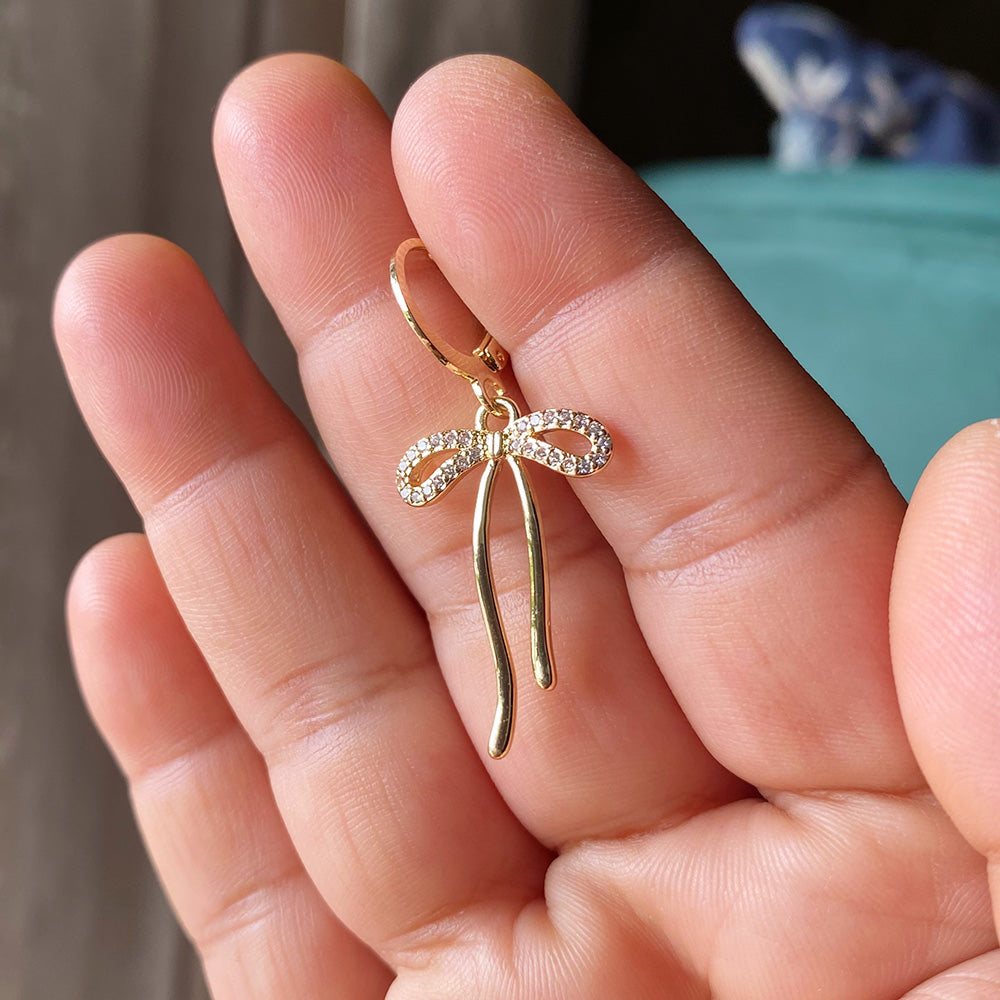 Ribbon Drop Hoop Earrings