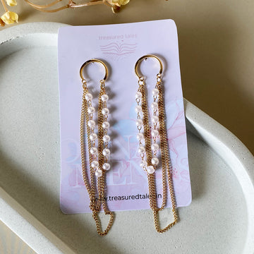 Golden Chain Pearl Drapes Earrings