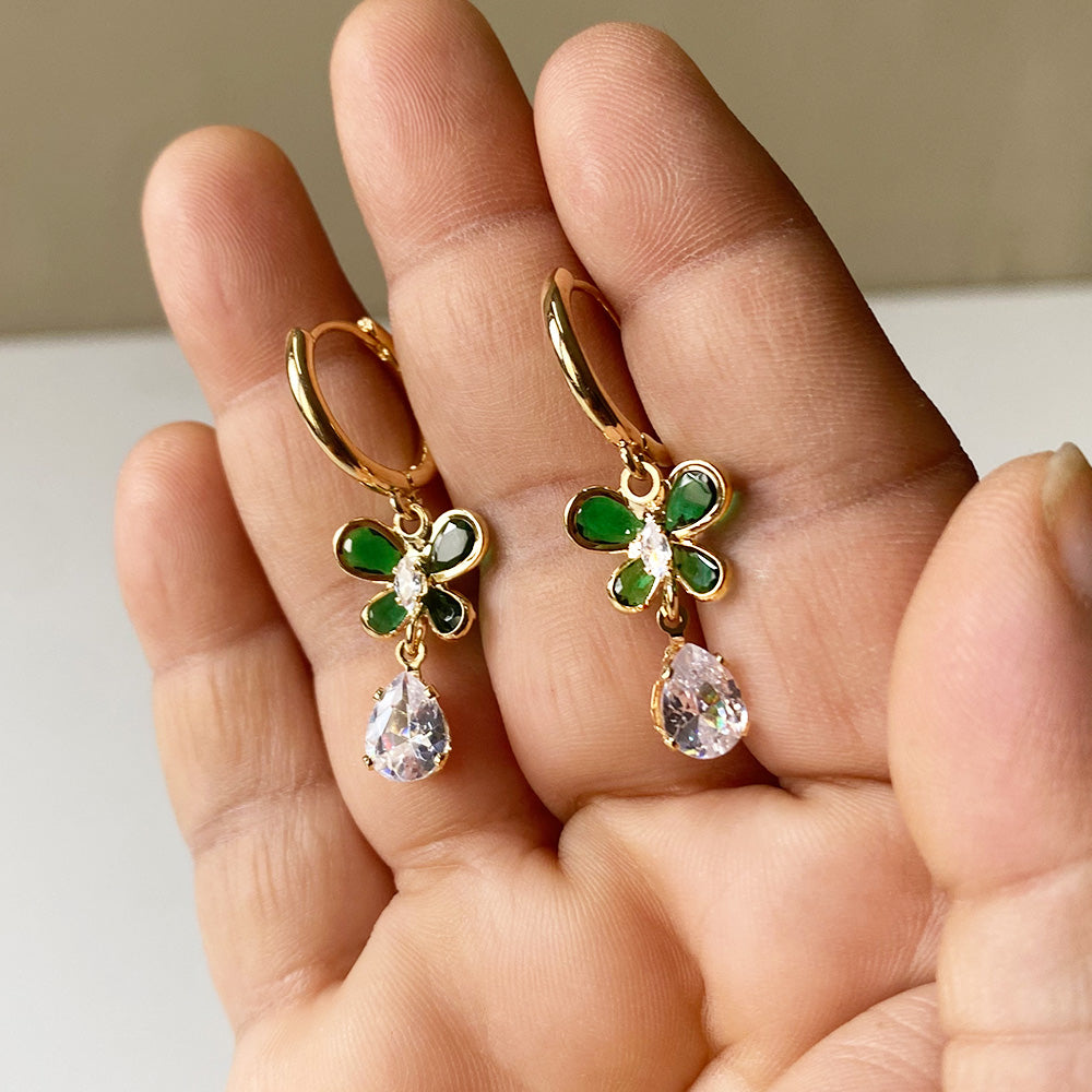 Crystal Flutter Earrings - Gold (Anti-Tarnish)