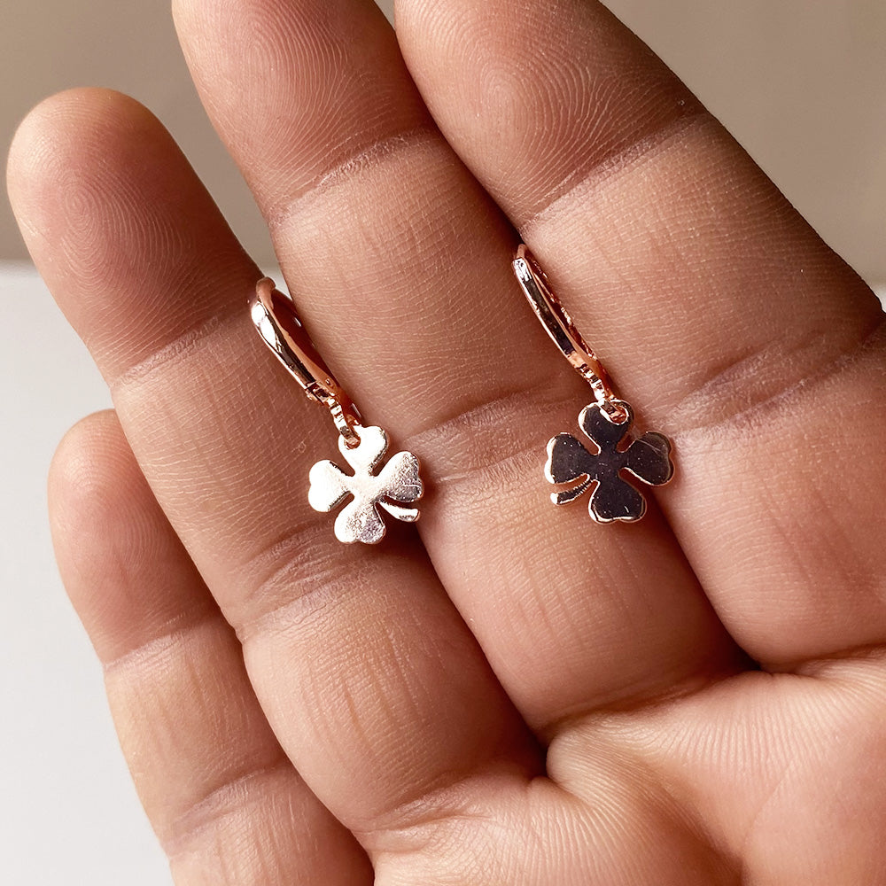 Mini Lucky Clover Drop Earrings - RoseGold (Anti-Tarnish)