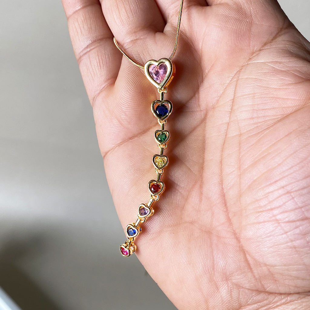 Rainbow Heart Drop Necklace