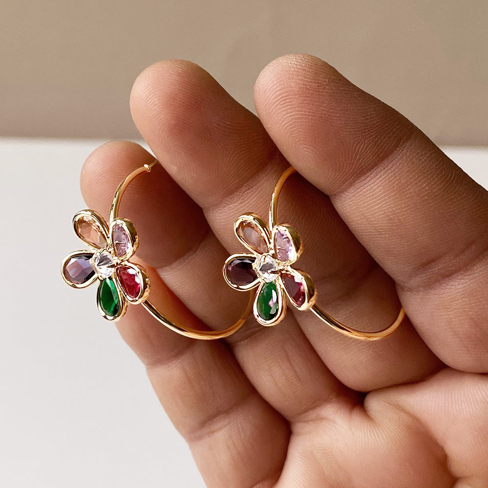 Dainty Blossom Hoops - Gold (Anti-Tarnish)