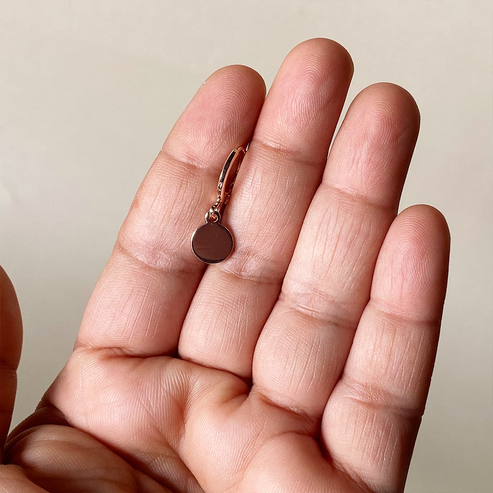 Mini Disc Dangle Earrings - Rose Gold
