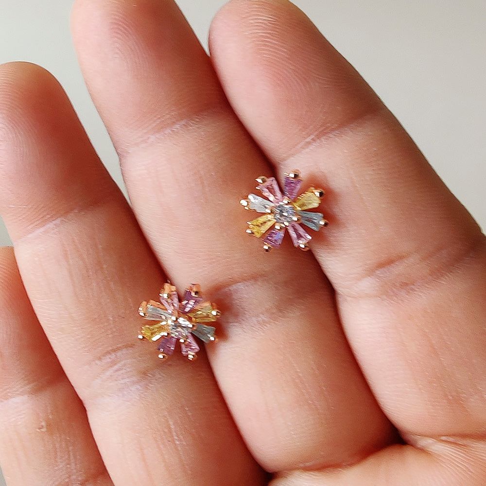 Rainbow StarburstStud Earrings - Gold