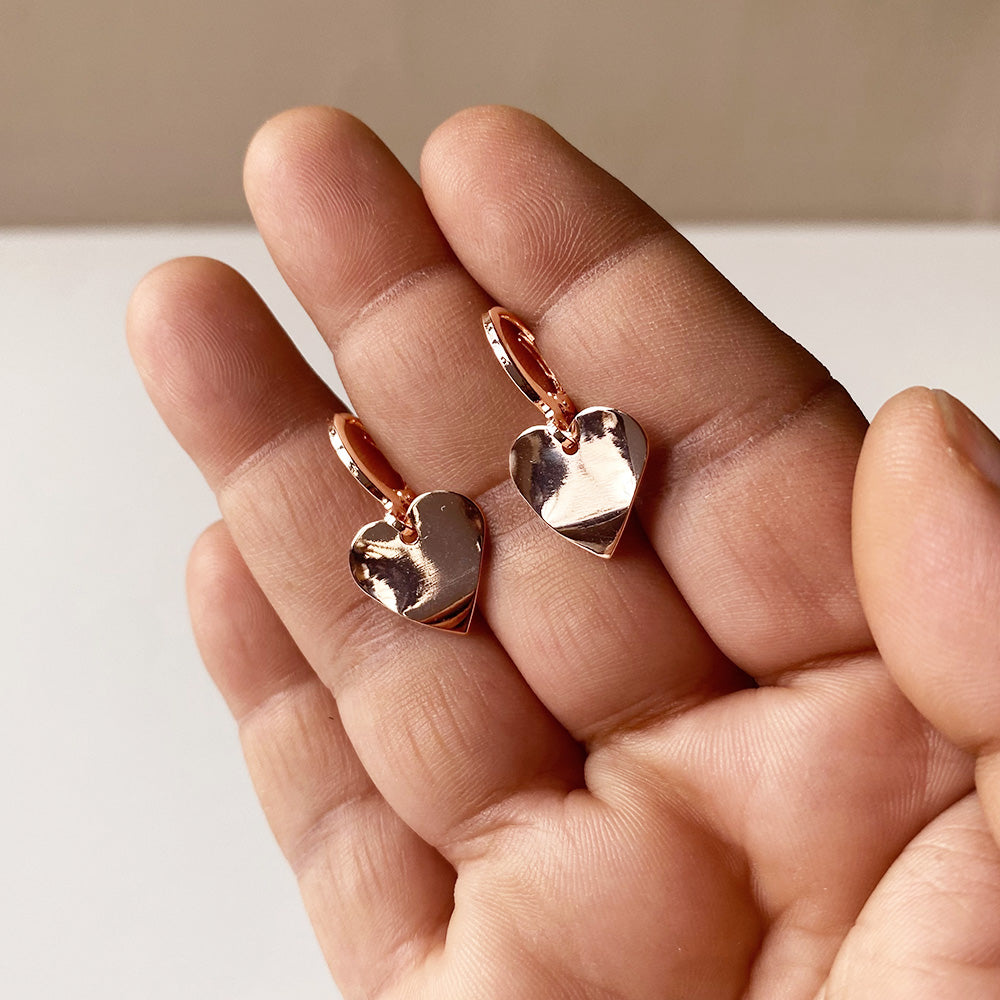 Heart Reflection Earrings - RoseGold (Anti-Tarnish)