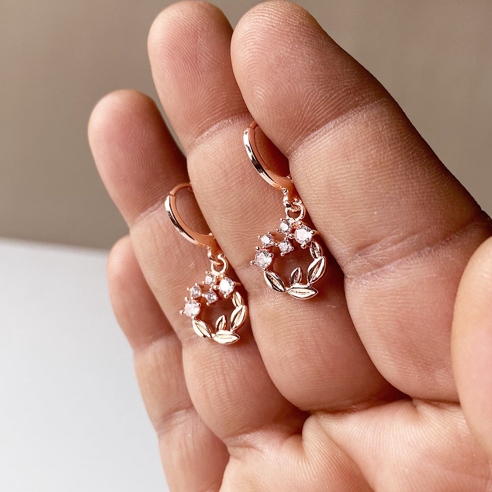 Botanical Sparkle Earrings - RoseGold (Anti-Tarnish)