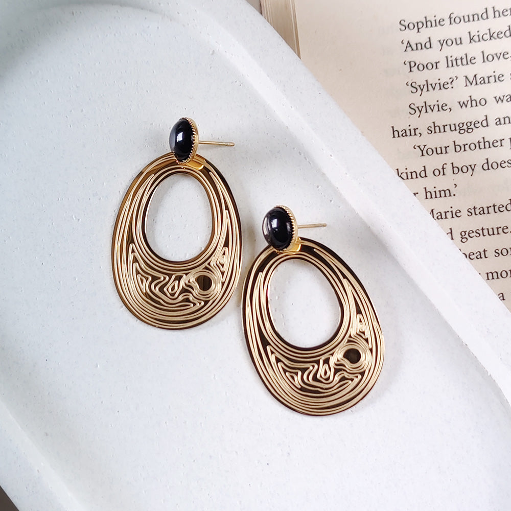 Black Auric Contour Earrings