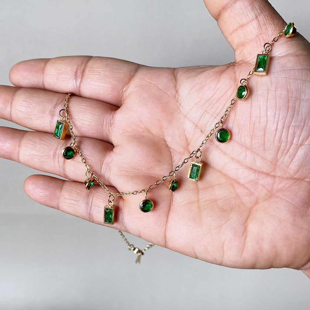 Emerald Charm Cascade Necklace