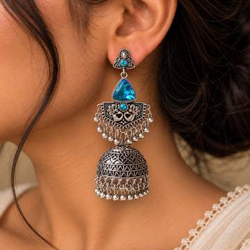 Meher Oxidised Jhumka Earrings