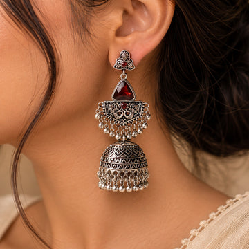 Meher Oxidised Jhumka Earrings
