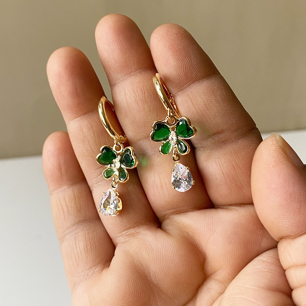Butterfly Jewel Drop Earrings - Gold (Anti-Tarnish)