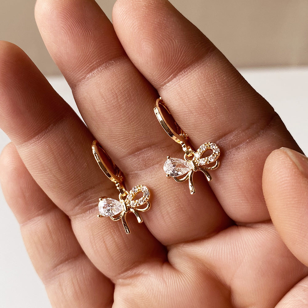 Crystal Knot Earrings - Gold (Anti-Tarnish)