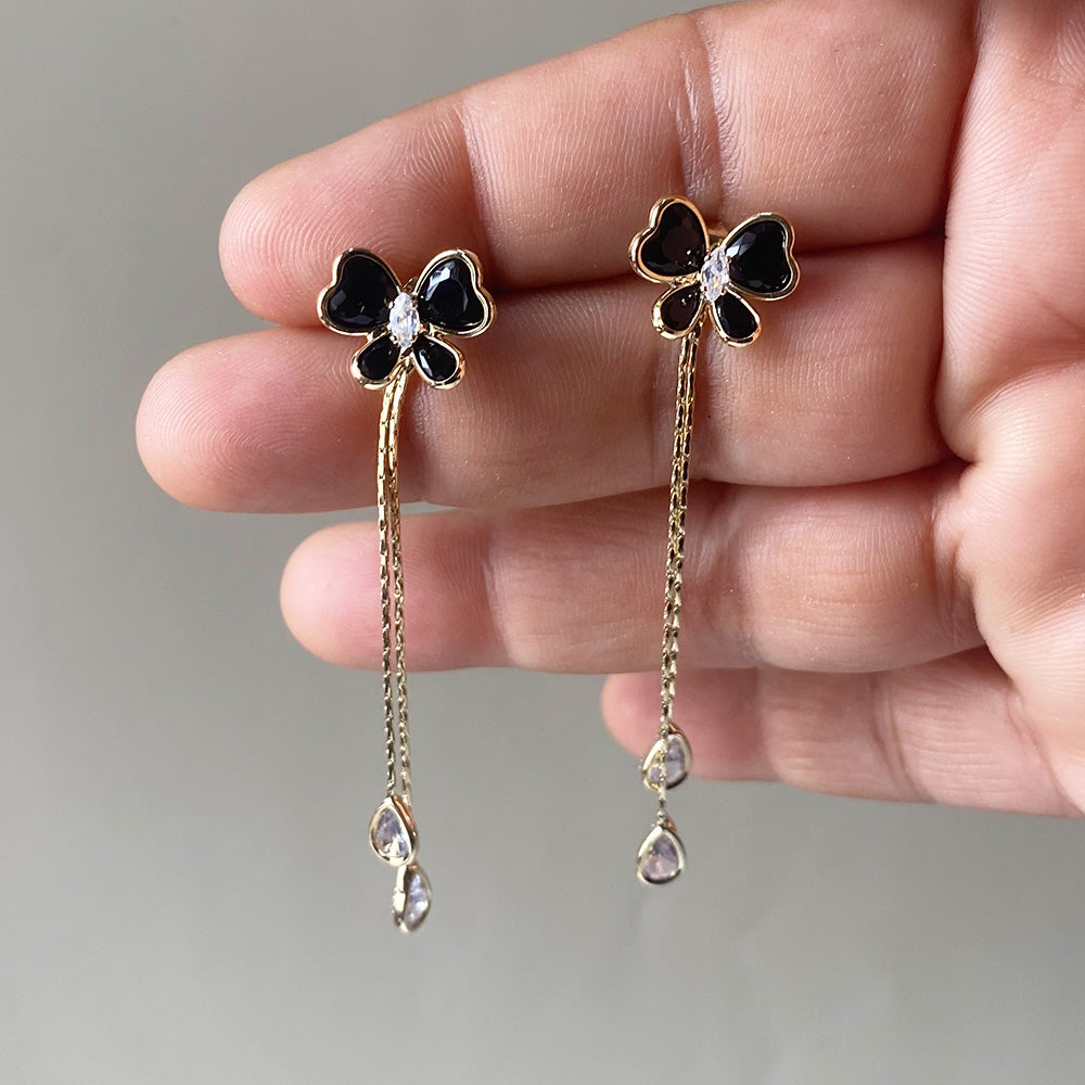 Butterfly Rain Drop Earrings - Gold (Anti-Tarnish)