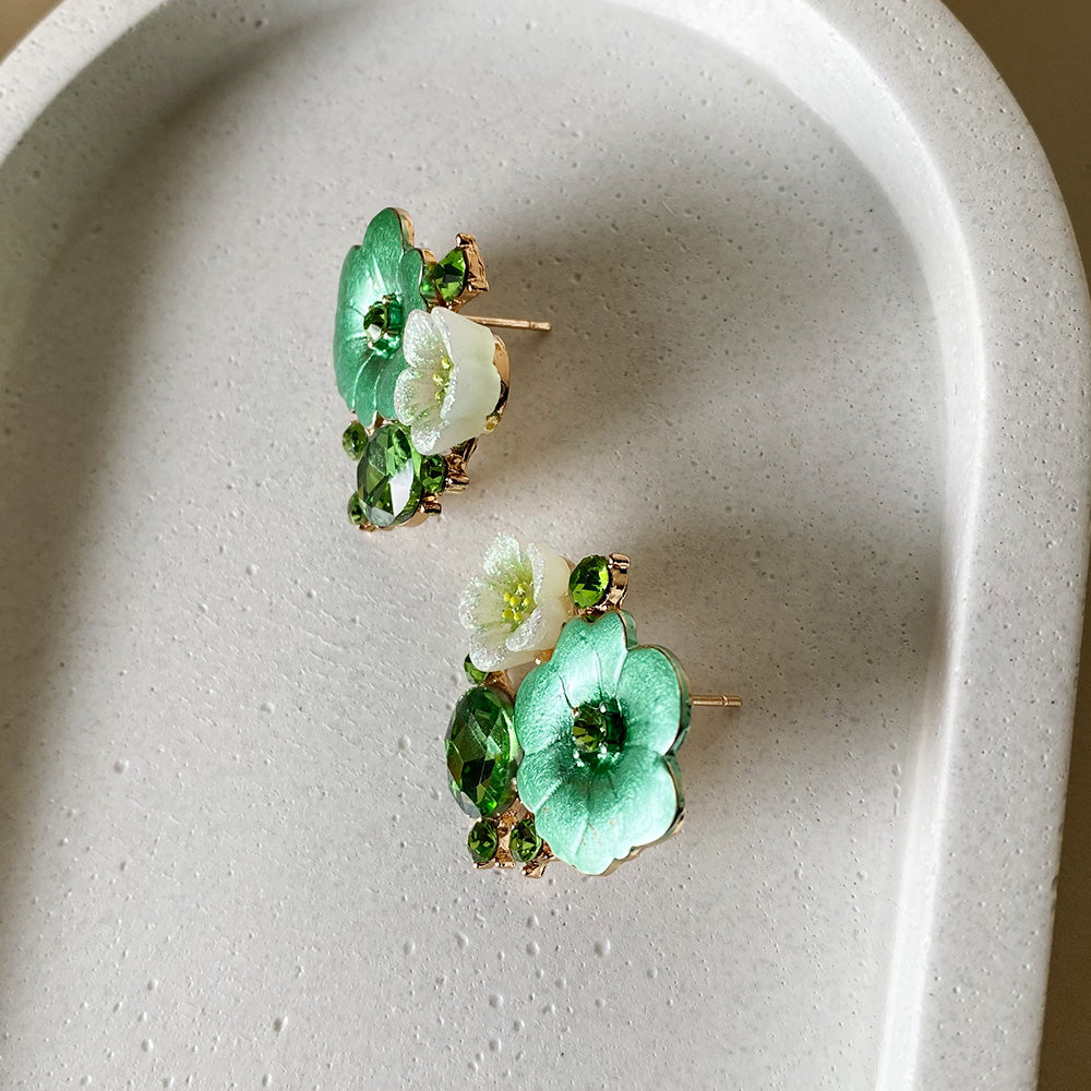 Enchanted Mint Garden Stud Earrings