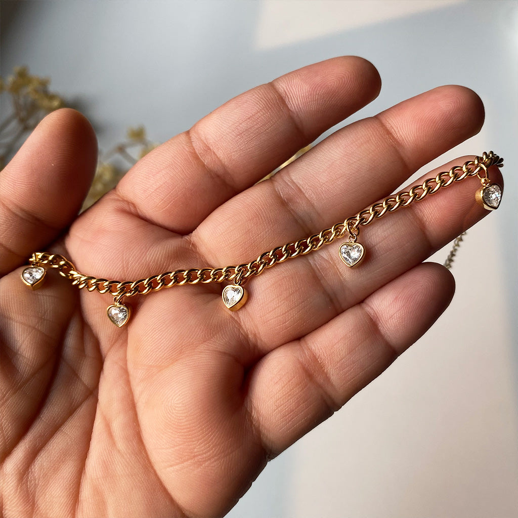 Sparkle Heart Chain Bracelet