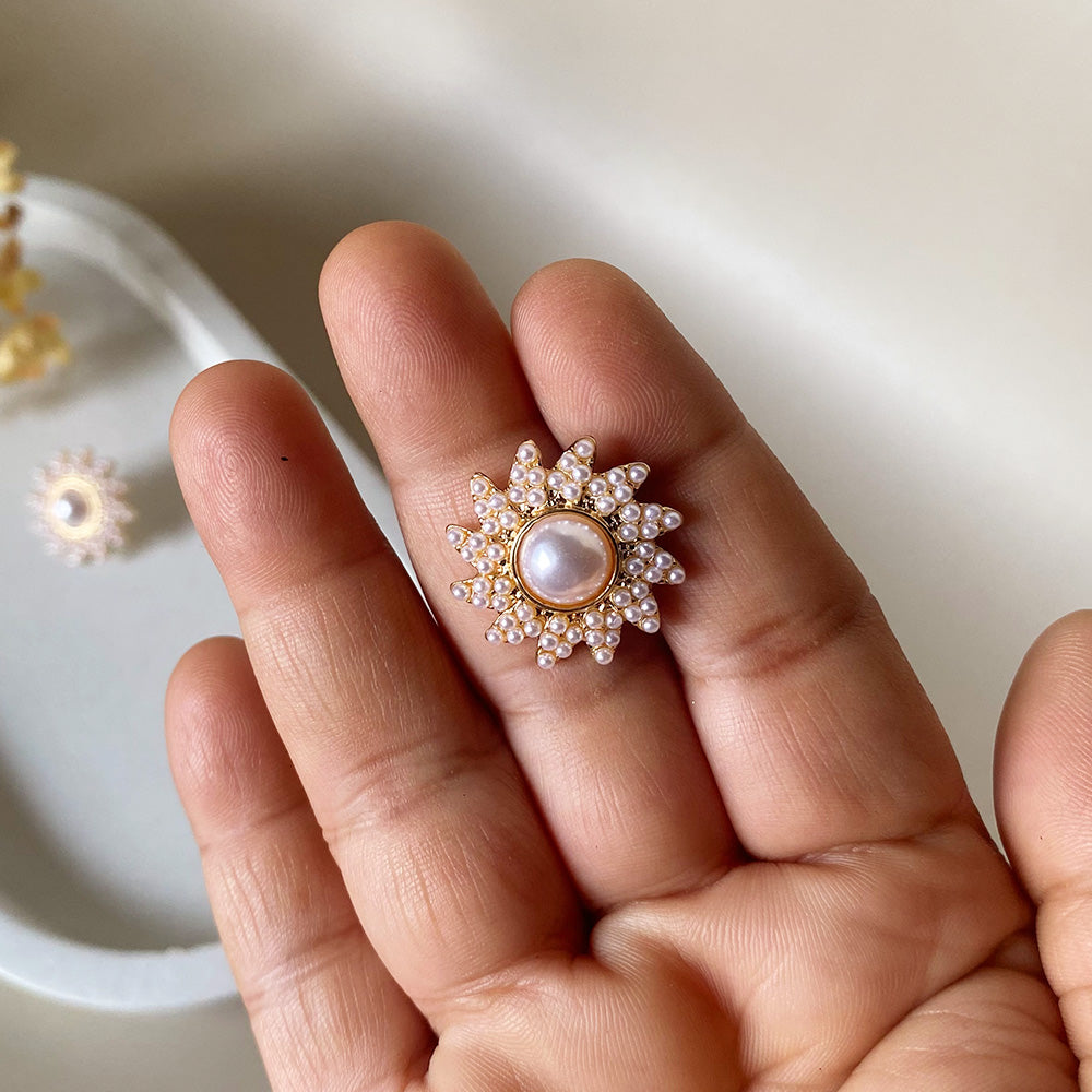 Golden Petal Pearl Studs