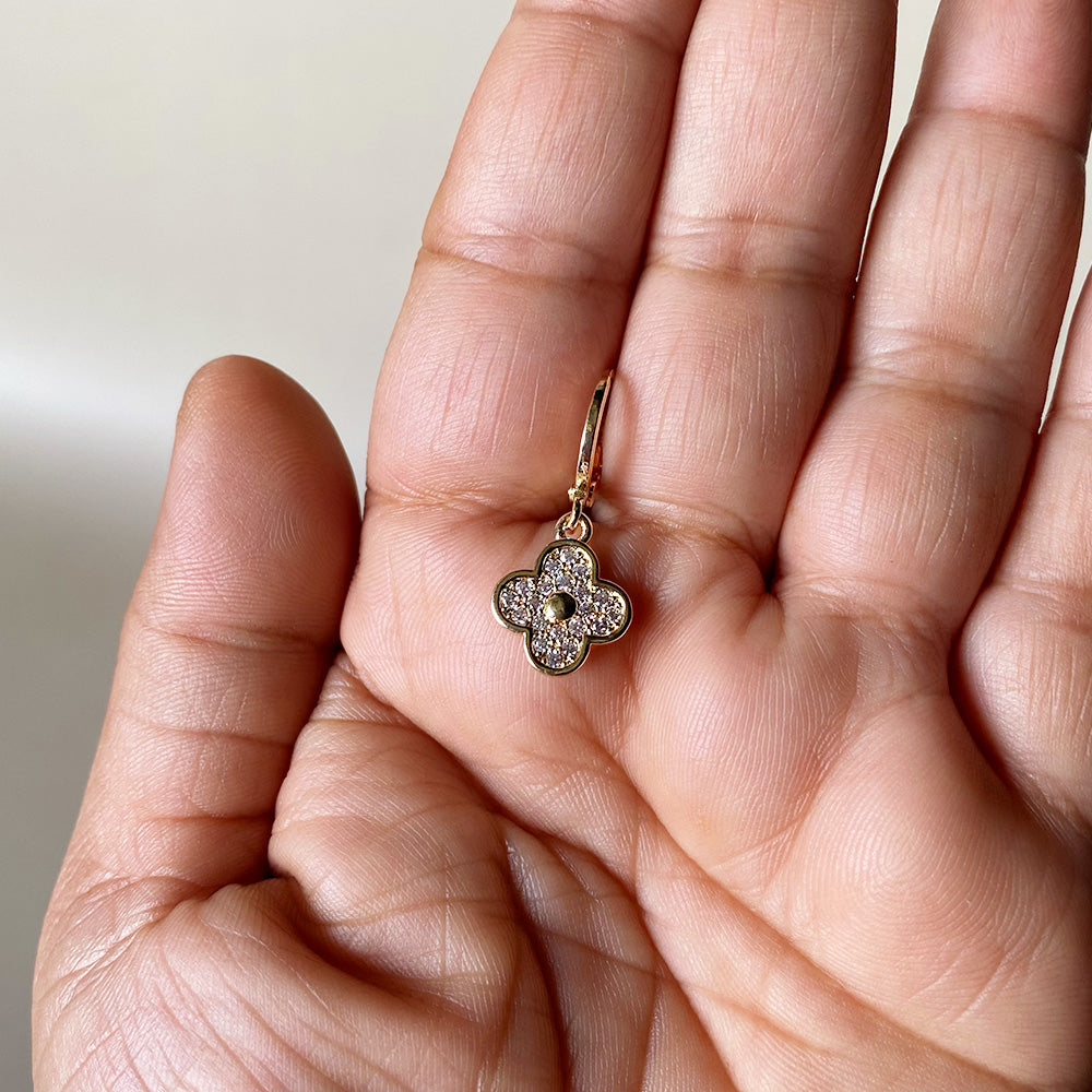 Mini Crystal Clover Hoops