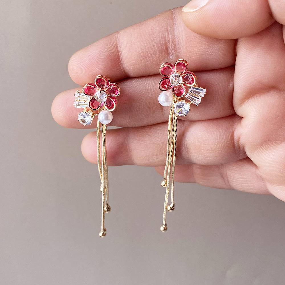 Crystal Bouquet Cascade Earrings - Gold (Anti-Tarnish)