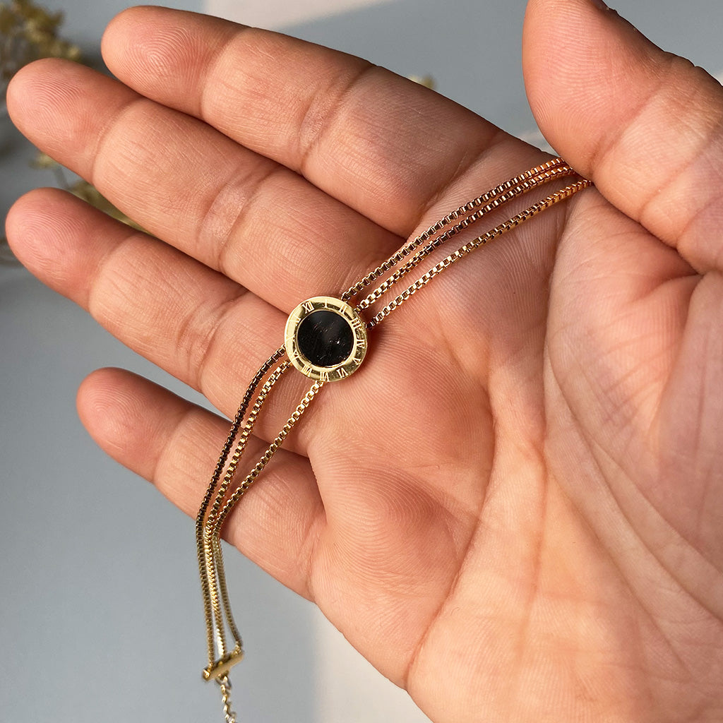 Roman Dial Triple Chain Bracelet