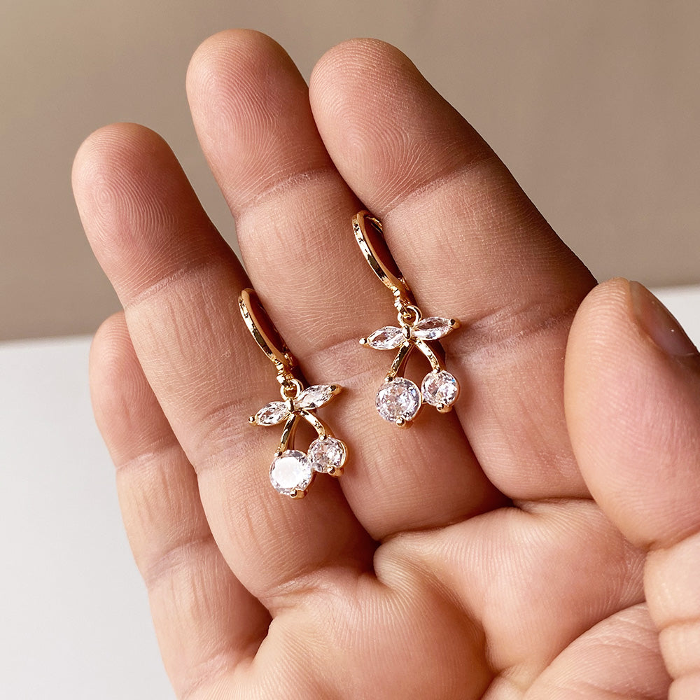 Cherry Sparkle Earrings - Gold (Anti-Tarnish)