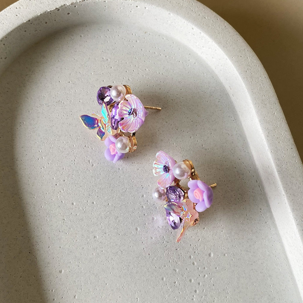 Mystic Lilac Floral Stud Earrings