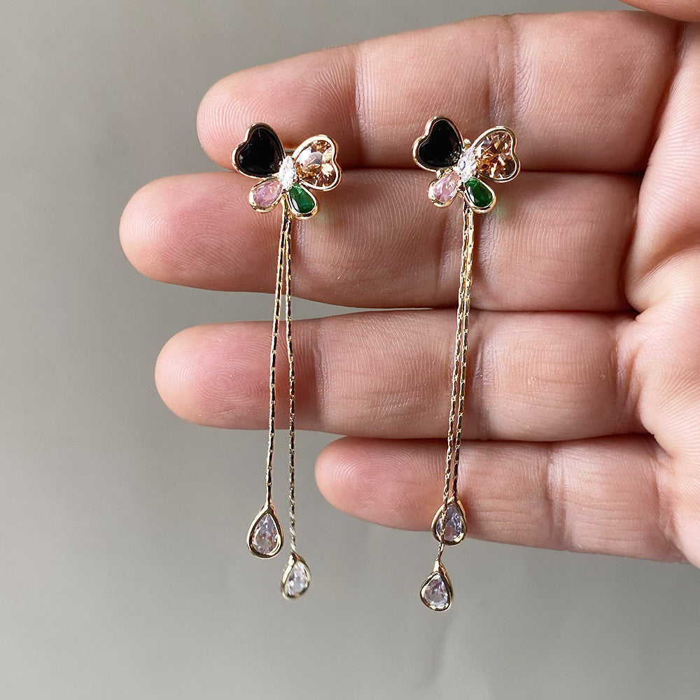 Butterfly Rain Drop Earrings - Gold (Anti-Tarnish)