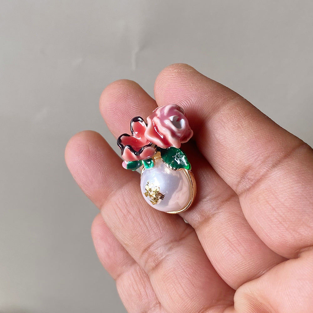 Floral Pearl Stud Earrings