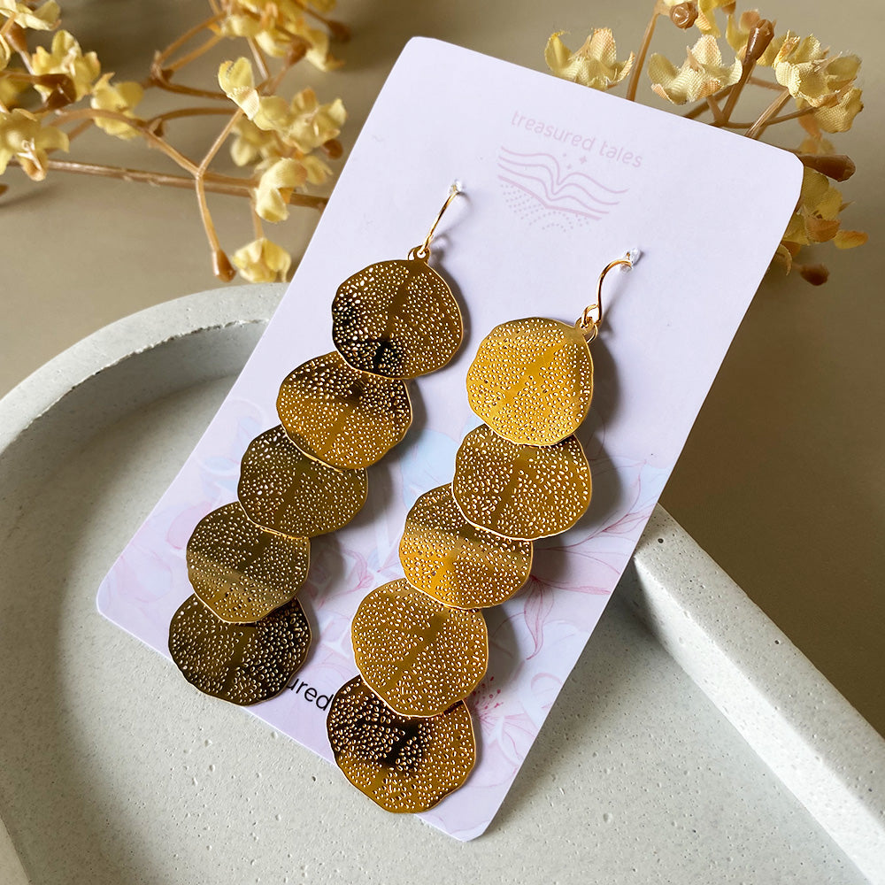 Gilded Leaf Drop Earrings