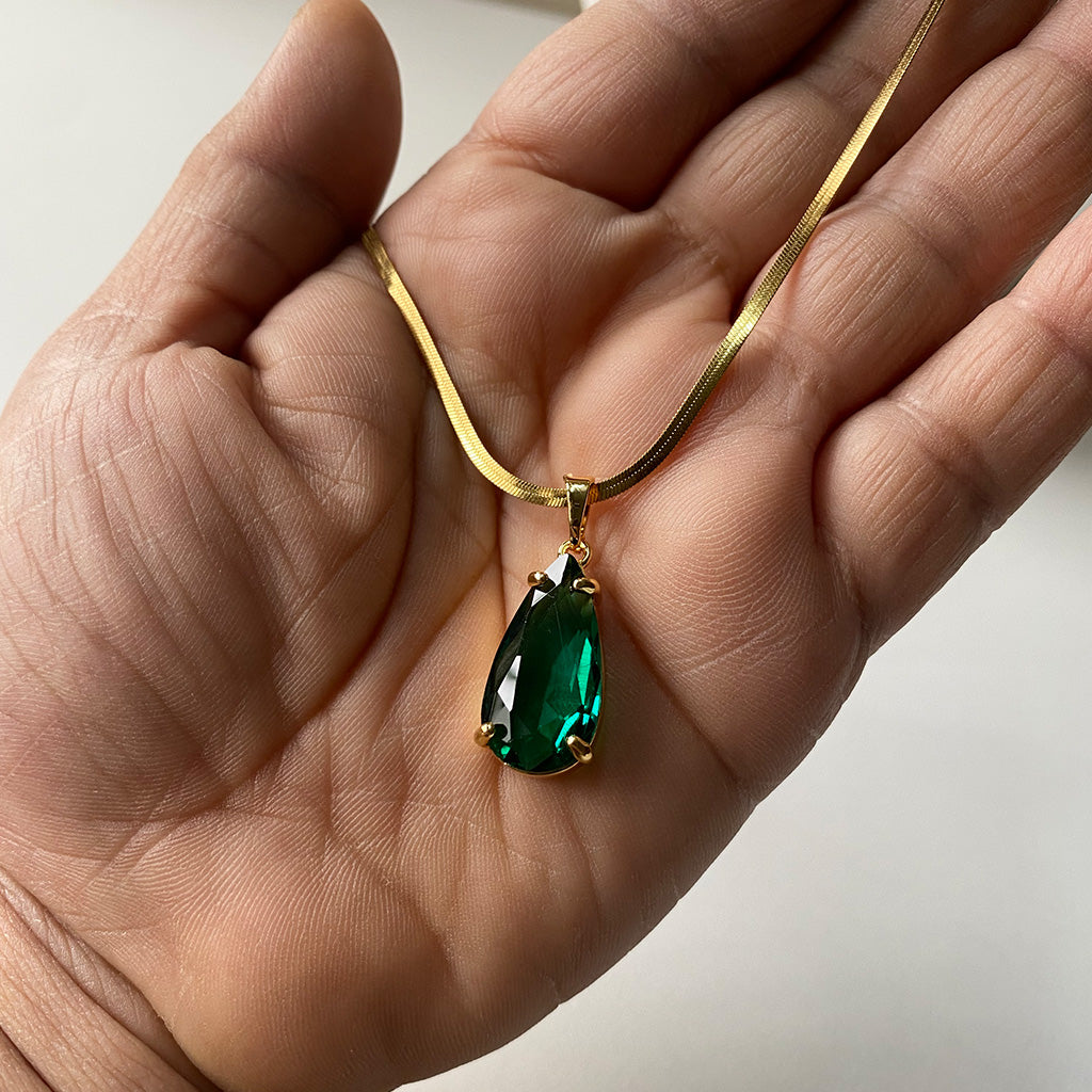 Emerald Green Teardrop Necklace