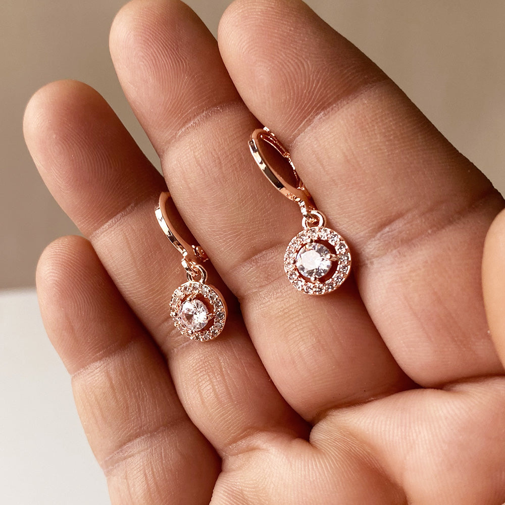 Celeste Crystal Drops Earrings - RoseGold (Anti-Tarnish)