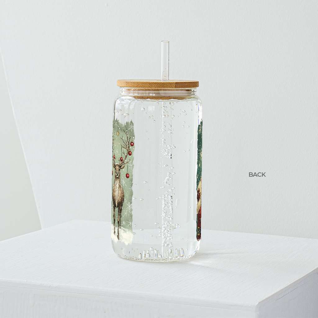 4 Panel Christmas Glass Tumbler - Clear 540 ml