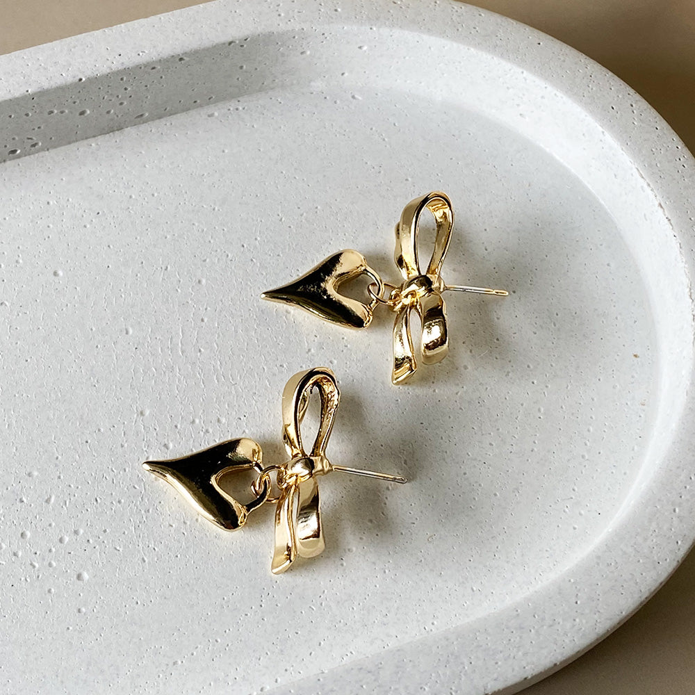 Luxe Ribbon Heart Earrings