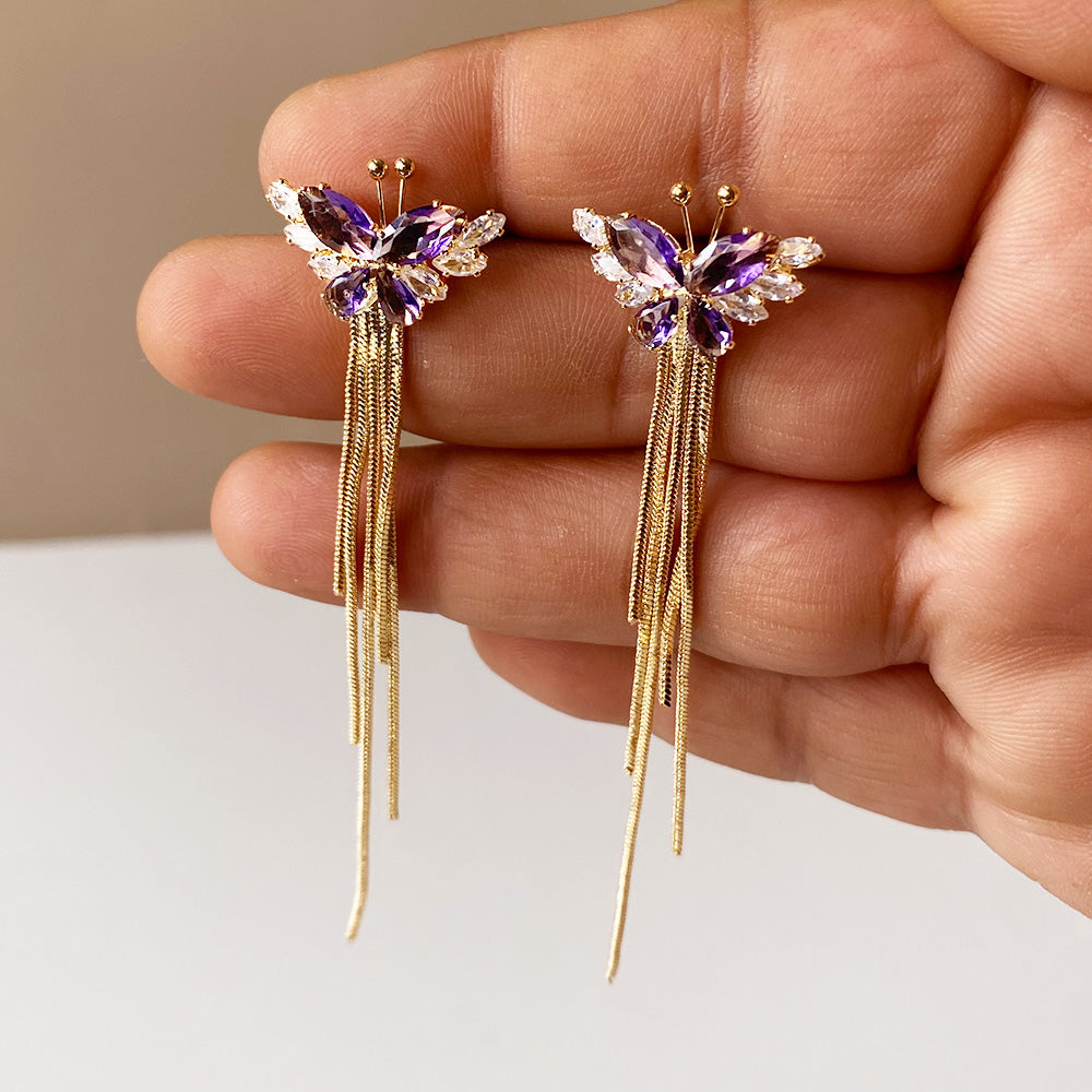 Butterfly Cascade Chain Earrings - Gold (Anti-Tarnish)