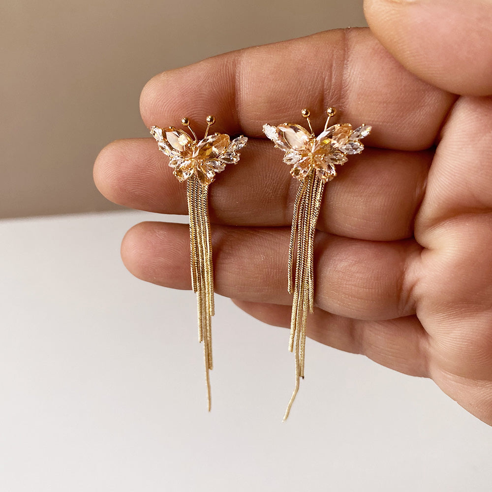 Butterfly Cascade Chain Earrings - Gold (Anti-Tarnish)