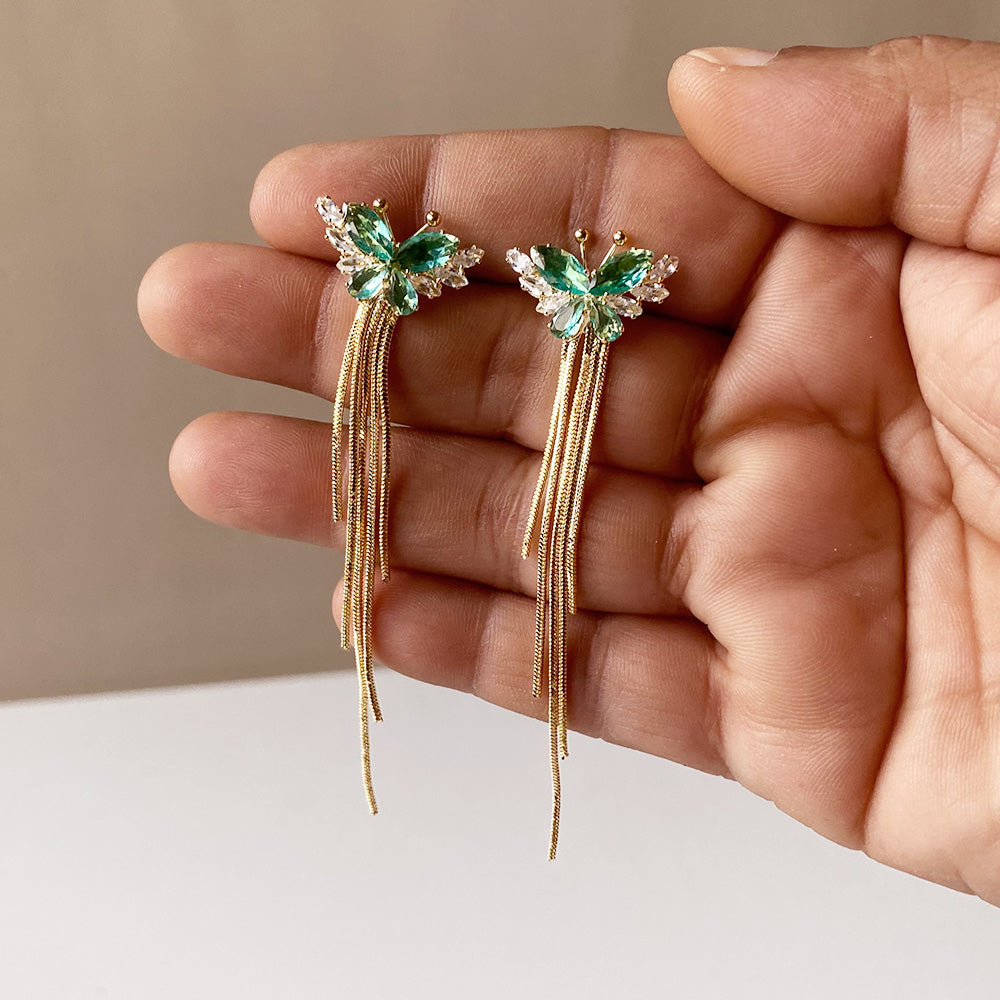 Butterfly Cascade Chain Earrings - Gold (Anti-Tarnish)
