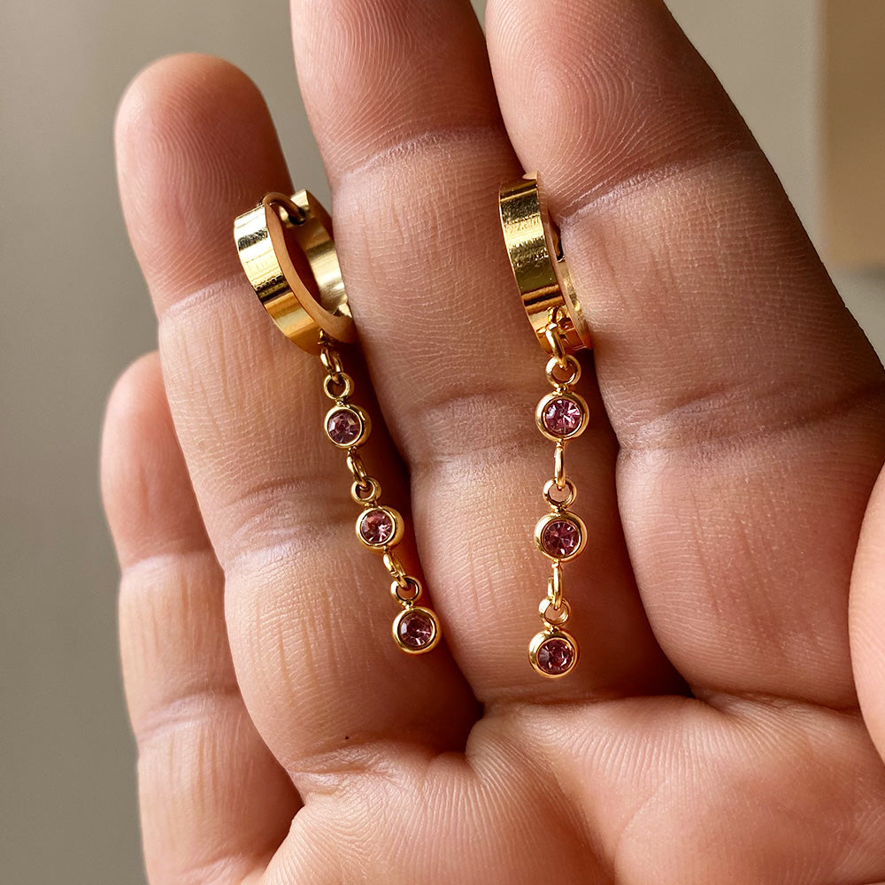 Blush Trio Drop Earrings - Gold (Anti-Tarnish)