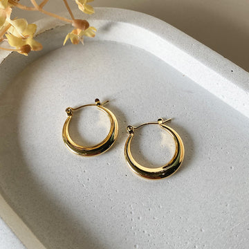 Golden Crescent Hoops Earrings