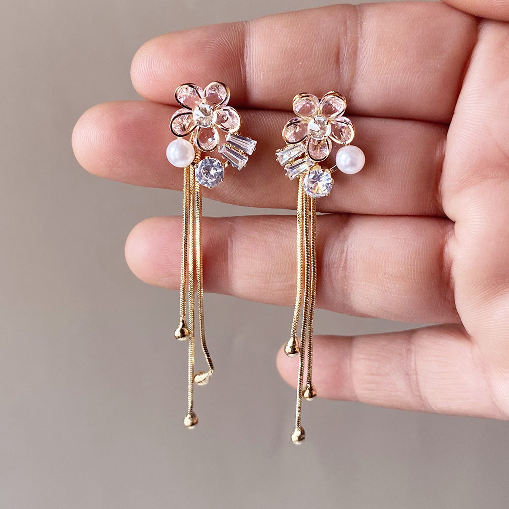 Crystal Bouquet Cascade Earrings - Gold (Anti-Tarnish)