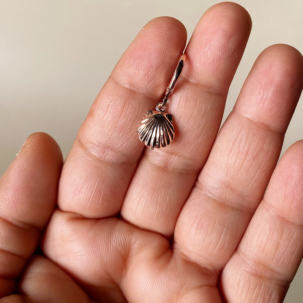 Mini Shell Drop Earrings - Rose Gold