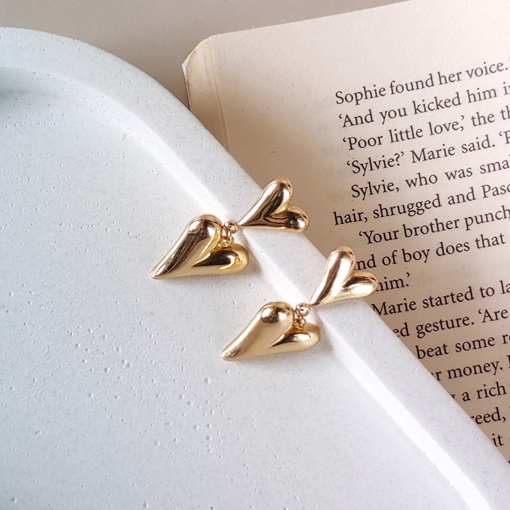 Twin Heart Drop Earrings